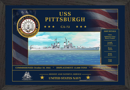 USS Pittsburgh CA-72 Framed Patriotic Art