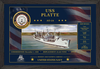 USS Platte AO-24 Framed Patriotic Art