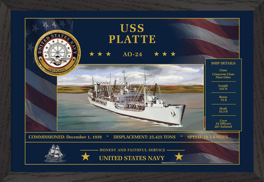 USS Platte AO-24 Framed Patriotic Art