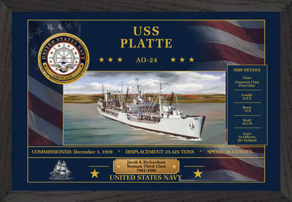 USS Platte AO-24 Framed Patriotic Art
