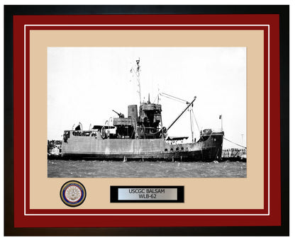 USCGC BALSAM WLB 62 Framed Coast Guard Ship Photo Burgundy 16WLB62