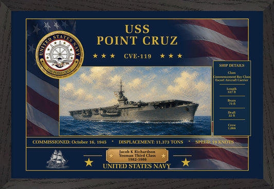 USS Point Cruz CVE-119 Framed Patriotic Art