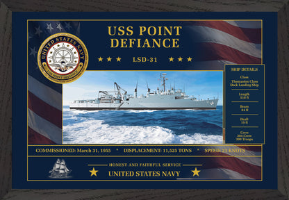 USS Point Defiance LSD-31 Framed Patriotic Art