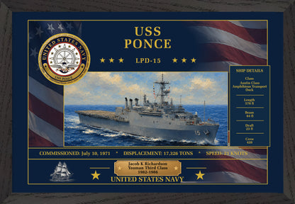 USS Ponce LPD-15 Framed Patriotic Art