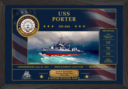 USS Porter DD-800 Framed Patriotic Art