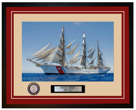 USCGC EAGLE WIX 327 Framed Coast Guard Ship Photo Burgundy 171WIX327