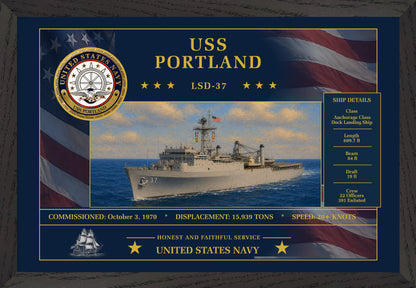 USS Portland LSD-37 Framed Patriotic Art