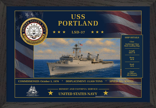 USS Portland LSD-37 Framed Patriotic Art