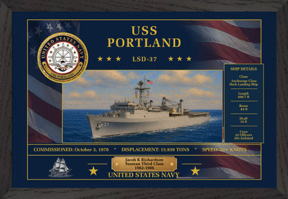 USS Portland LSD-37 Framed Patriotic Art