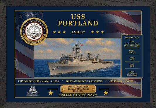 USS Portland LSD-37 Framed Patriotic Art