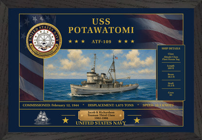 USS Potawatomi ATF-109 Framed Patriotic Art