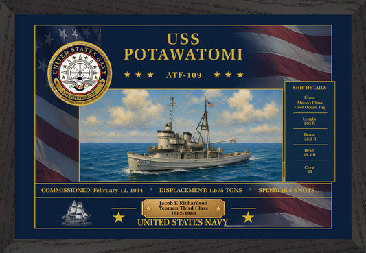 USS Potawatomi ATF-109 Framed Patriotic Art