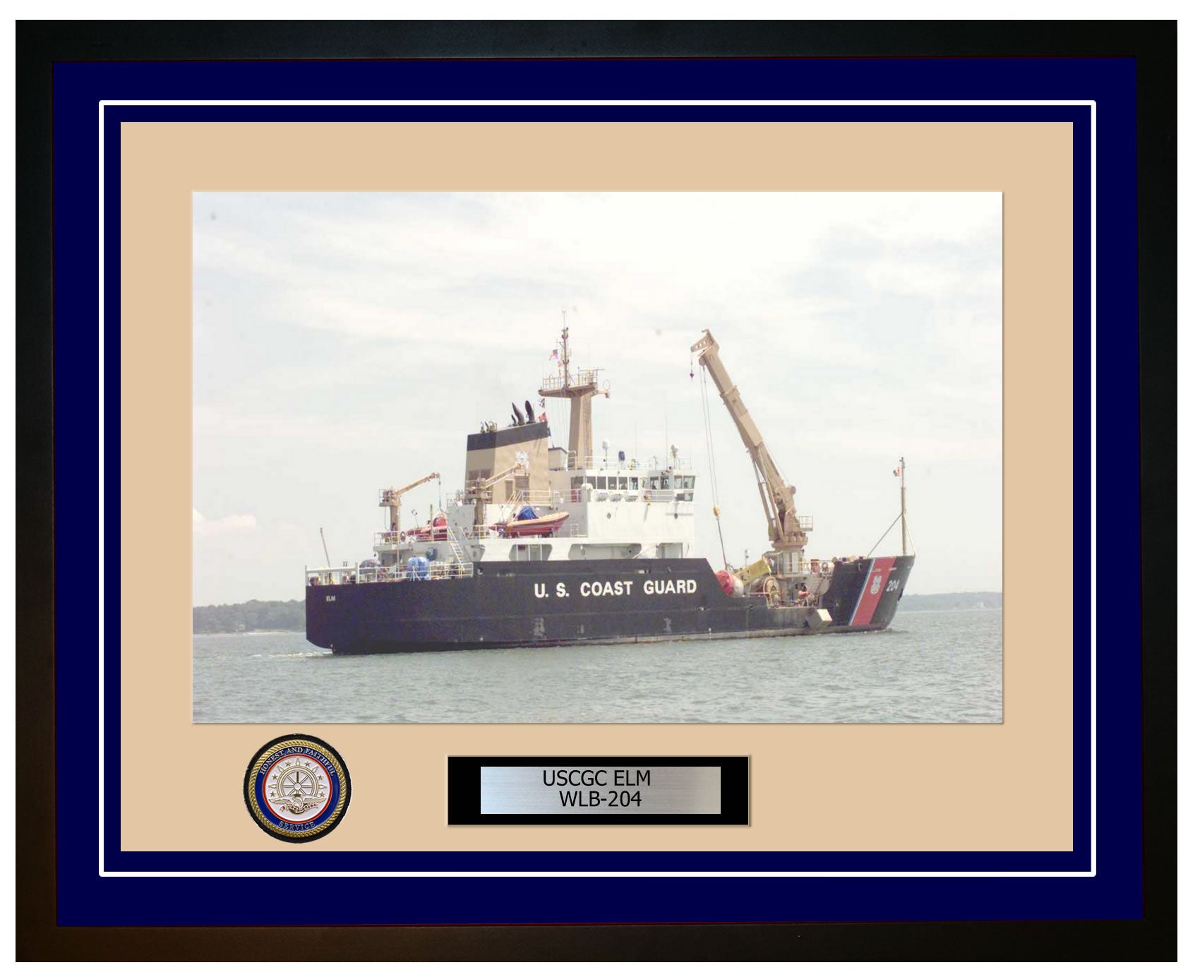 USCGC ELM WLB 204 Framed Coast Guard Ship Photo Blue 173WLB204