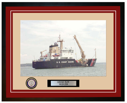 USCGC ELM WLB 204 Framed Coast Guard Ship Photo Burgundy 173WLB204