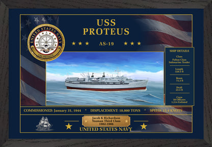 USS Proteus AS-19 Framed Patriotic Art