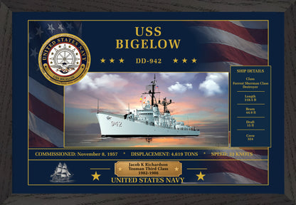 USS Bigelow DD-942 Framed Patriotic Art