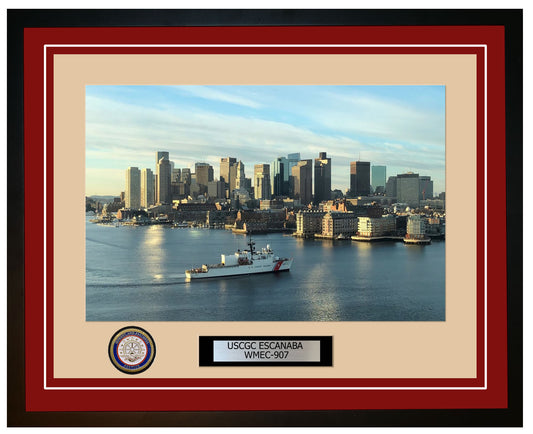 USCGC ESCANABA WMEC 907 Framed Coast Guard Ship Photo Burgundy 174WMEC907