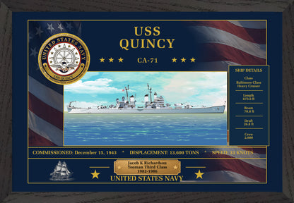 USS Quincy CA-71 Framed Patriotic Art