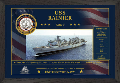 USS Rainier AOE-7 Framed Patriotic Art
