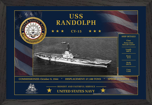 USS Randolph CV-15 Framed Patriotic Art
