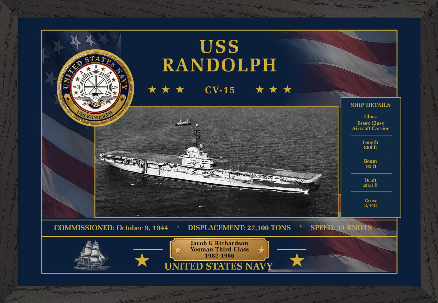 USS Randolph CV-15 Framed Patriotic Art