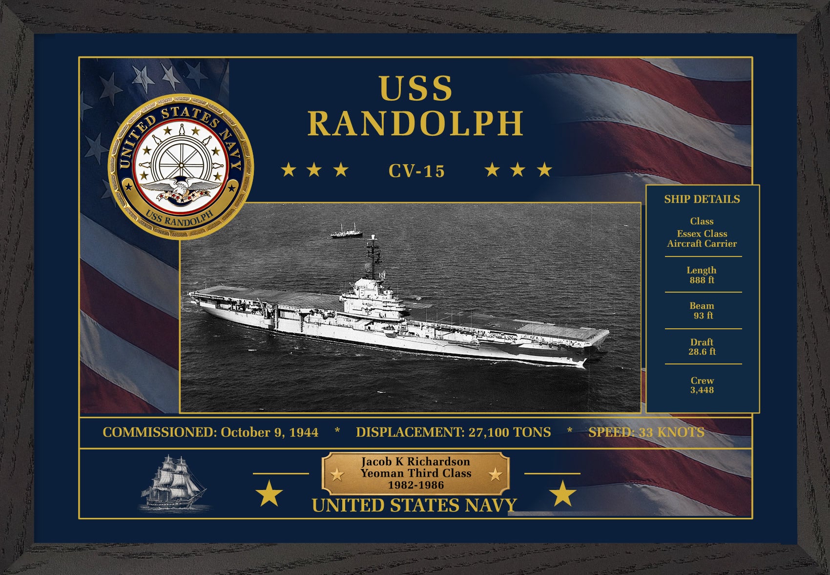 USS Randolph CV-15 Framed Patriotic Art