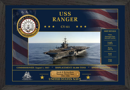 USS Ranger CV-61 Framed Patriotic Art