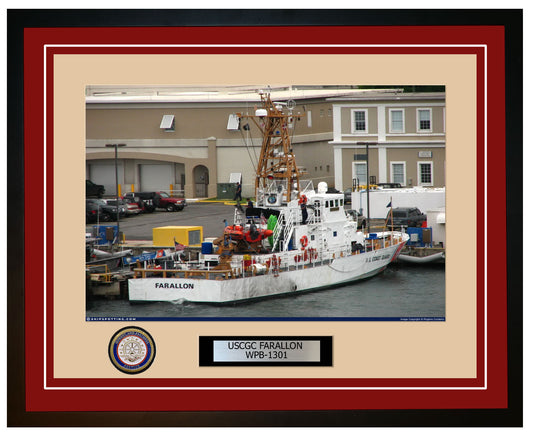USCGC FARALLON WPB 1301 Framed Coast Guard Ship Photo Burgundy 176WPB1301