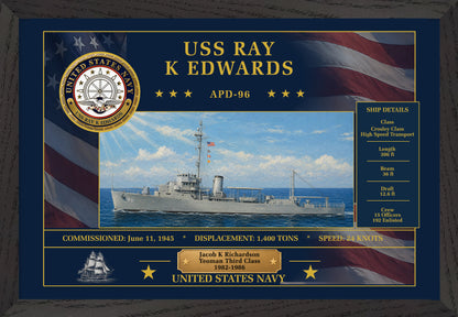 USS Ray K Edwards APD-96 Framed Patriotic Art