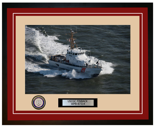 USCGC FINBACK WPB 87314 Framed Coast Guard Ship Photo Burgundy 177WPB87314