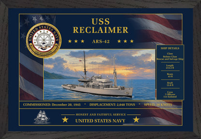 USS Reclaimer ARS-42 Framed Patriotic Art