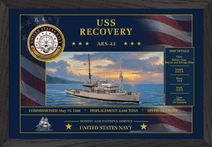 USS Recovery ARS-43 Framed Patriotic Art
