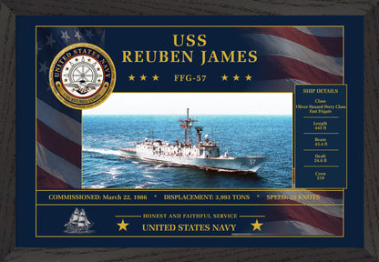 USS Reuben James FFG-57 Framed Patriotic Art