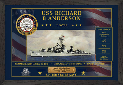 USS Richard B Anderson DD-786 Framed Patriotic Art