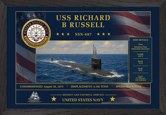 USS Richard B Russell SSN-687 Framed Patriotic Art