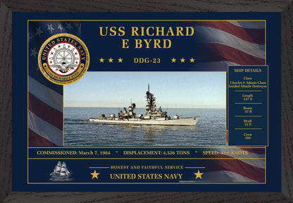 USS Richard E Byrd DDG-23 Framed Patriotic Art