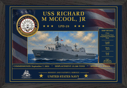 USS Richard M Mccool Jr LPD-29 Framed Patriotic Art