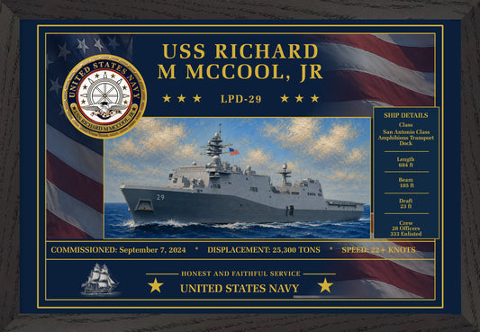 USS Richard M Mccool Jr LPD-29 Framed Patriotic Art