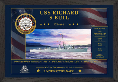 USS Richard S Bull DE-402 Framed Patriotic Art
