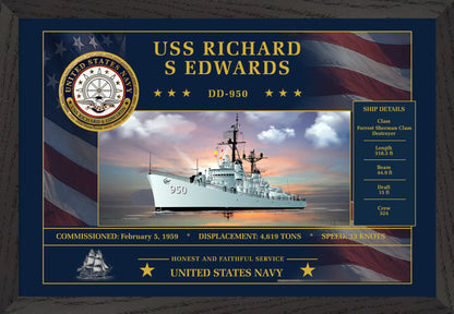 USS Richard S Edwards DD-950 Framed Patriotic Art