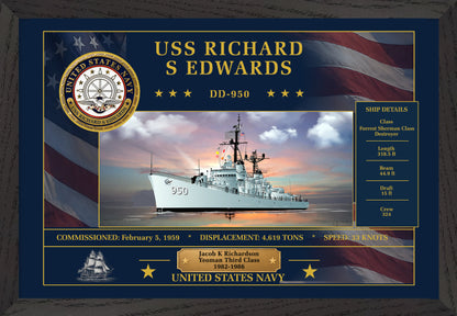 USS Richard S Edwards DD-950 Framed Patriotic Art