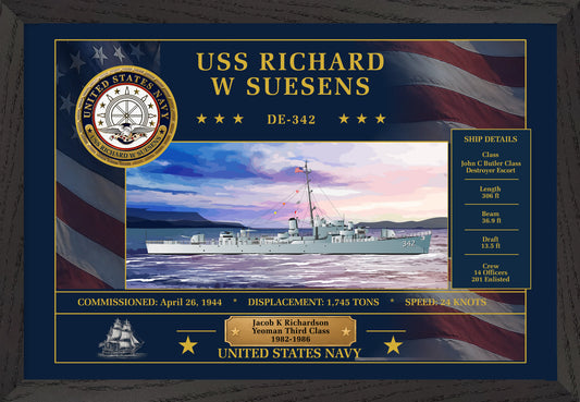 USS Richard W Suesens DE-342 Framed Patriotic Art