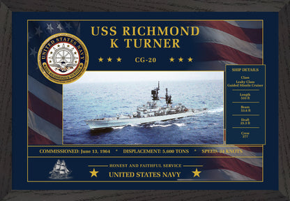 USS Richmond K Turner CG-20 Framed Patriotic Art