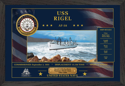 USS Rigel AF-58 Framed Patriotic Art
