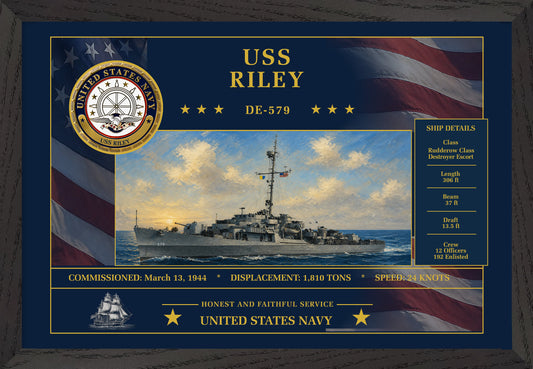 USS Riley DE-579 Framed Patriotic Art