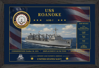 USS Roanoke AOR-7 Framed Patriotic Art