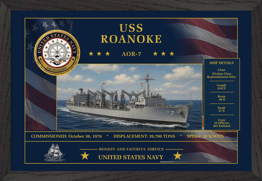 USS Roanoke AOR-7 Framed Patriotic Art