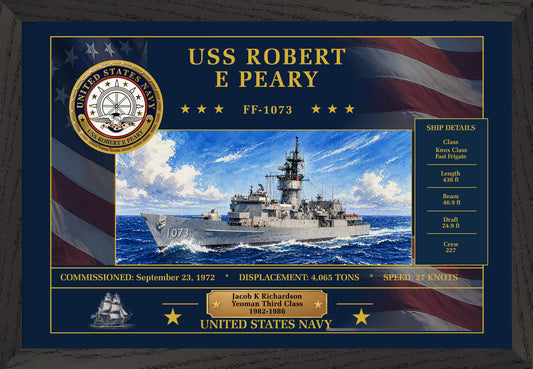USS Robert E Peary FF-1073 Framed Patriotic Art