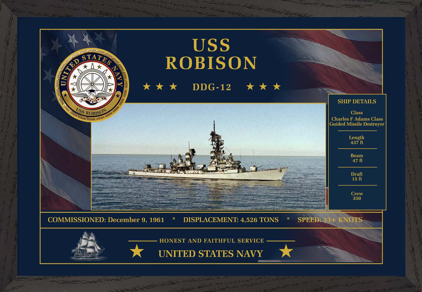 USS Robison DDG-12 Framed Patriotic Art