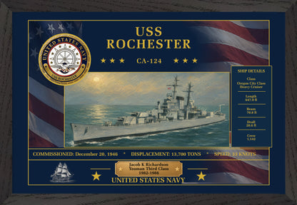 USS Rochester CA-124 Framed Patriotic Art